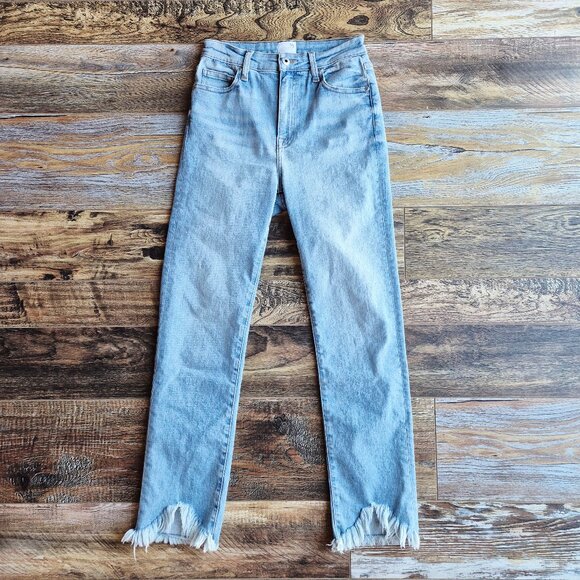 JONATHAN SIMKHAI Straight-Leg Frayed Hem Jean Medium Washed Blue - Picture 2 of 15